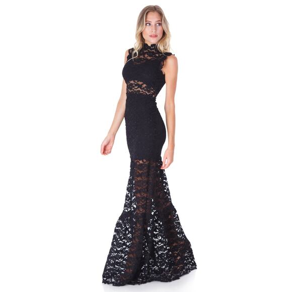 Nightcap Dixie Black Cutout Lace Maxi Dress Size Medium - Picture 1 of 9